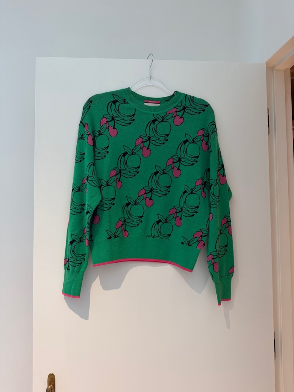 Green Pink Floral-Print Women's Sweater